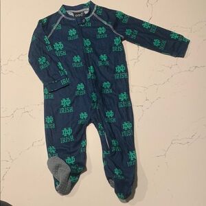 Notre Dame One Piece Footie Pajama - Blue and Green-18 months